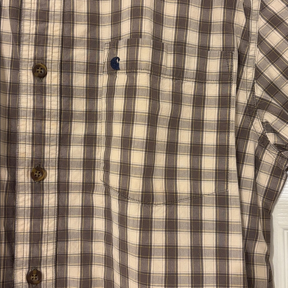 Carhartt Tan and Brown Plaid Shirt - Picture 2 of 3
